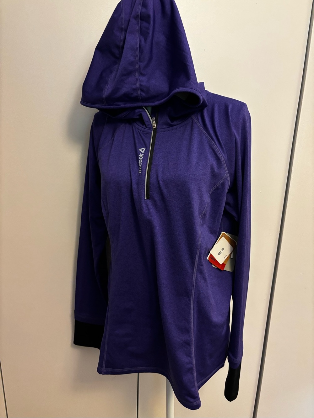 Reebok Purple Hooded Half-Zip Pullover Top